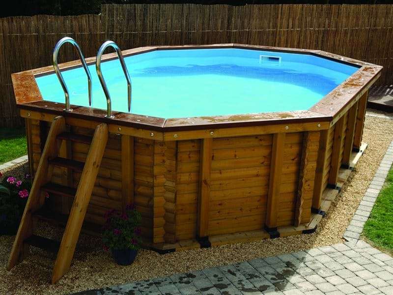 DIY above ground wooden swimming pool.