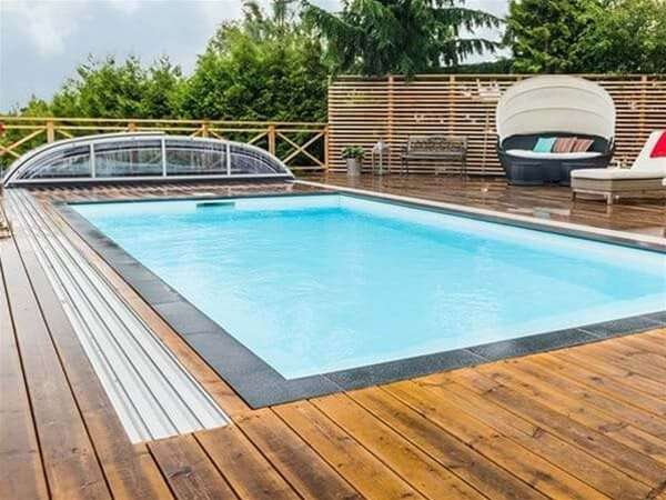 Skimmer Top Level one piece swimming pool.