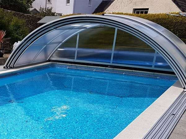 AQBox swimming pool enclosure fully retracted.