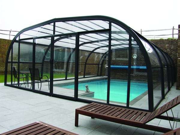 Aquacomet swimming pool enclosure installed in Brighton.
